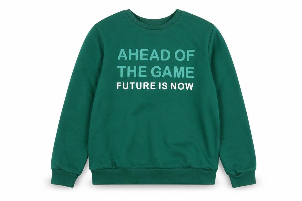 Jeff & Co Girls Green Graphic Sweatshirt 9-10 Years Pullover