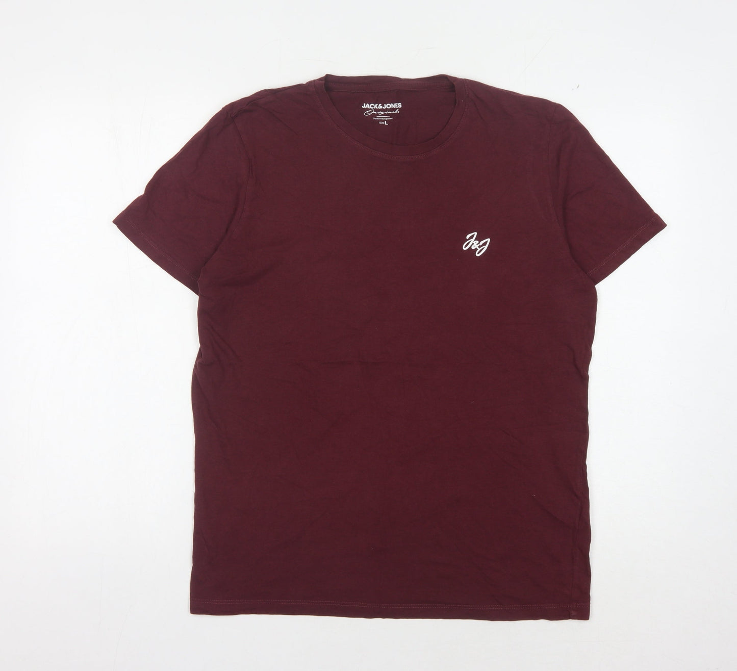 Jack & Jones Men's Red L T-Shirt Crew Neck