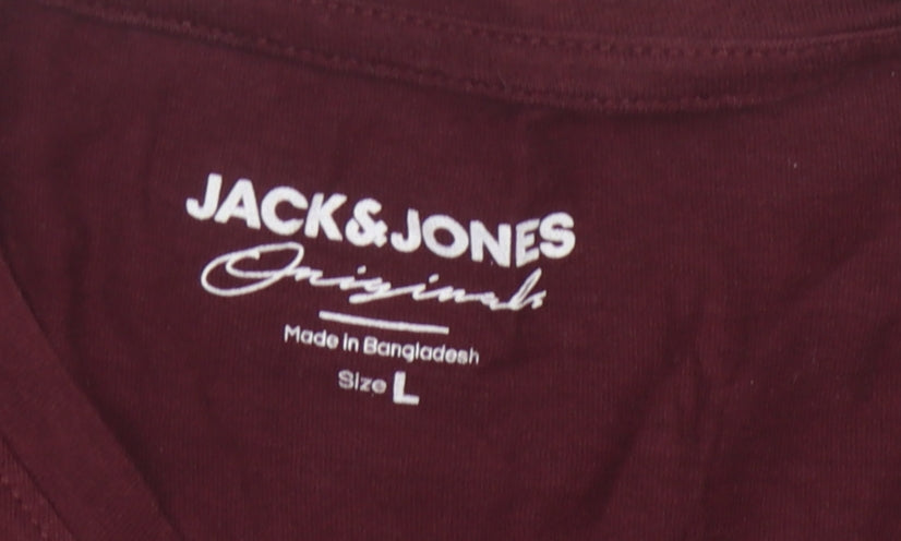 Jack & Jones Men's Red L T-Shirt Crew Neck