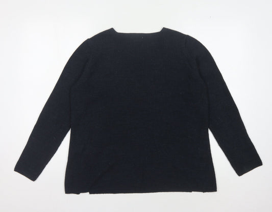 Fat Face Women's Black V-Neck Pullover Jumper Size 12