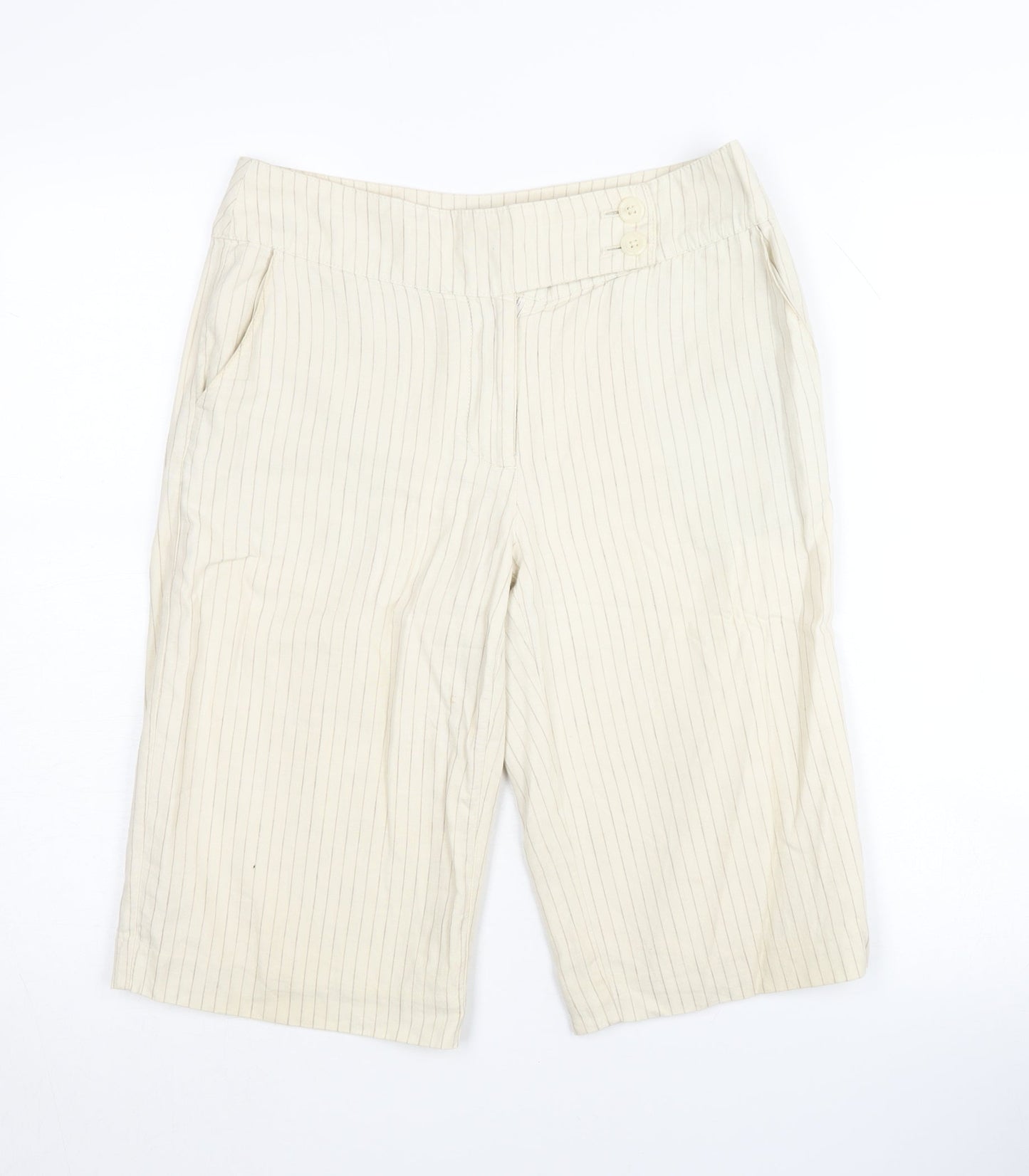 Laura Ashley Women's Beige Pinstripe Shorts Size 8