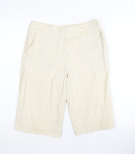 Laura Ashley Women's Beige Pinstripe Shorts Size 8