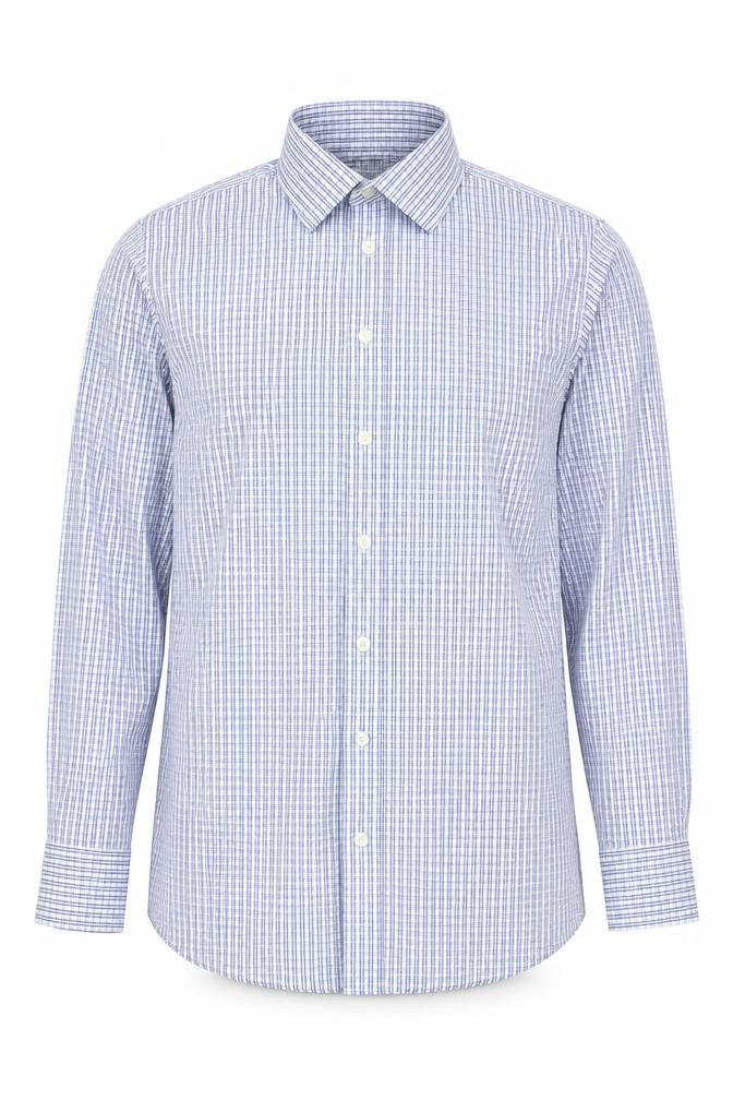 Austin Reed Men's Blue Check Button-Up Shirt 14.5R