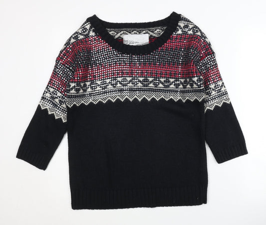 Superdry Women's Black Fair Isle Sequin Jumper