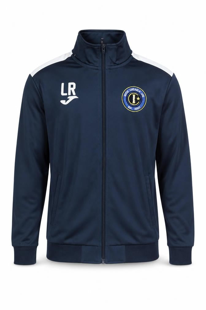 Front view of Joma unisex blue xs track jacket football gym