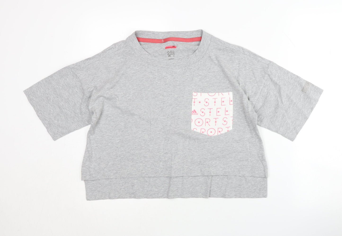 Adidas Women's Grey XS Cropped T-Shirt - Casual Spring