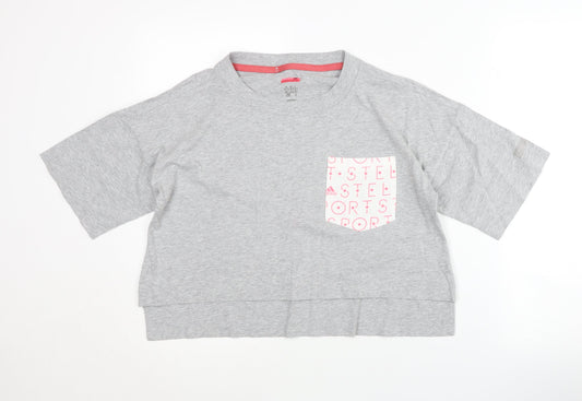 Adidas Women's Grey XS Cropped T-Shirt - Casual Spring