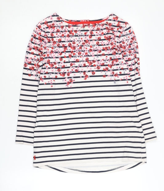 Joules Women's Multicoloured Striped Floral Jumper, Size 8