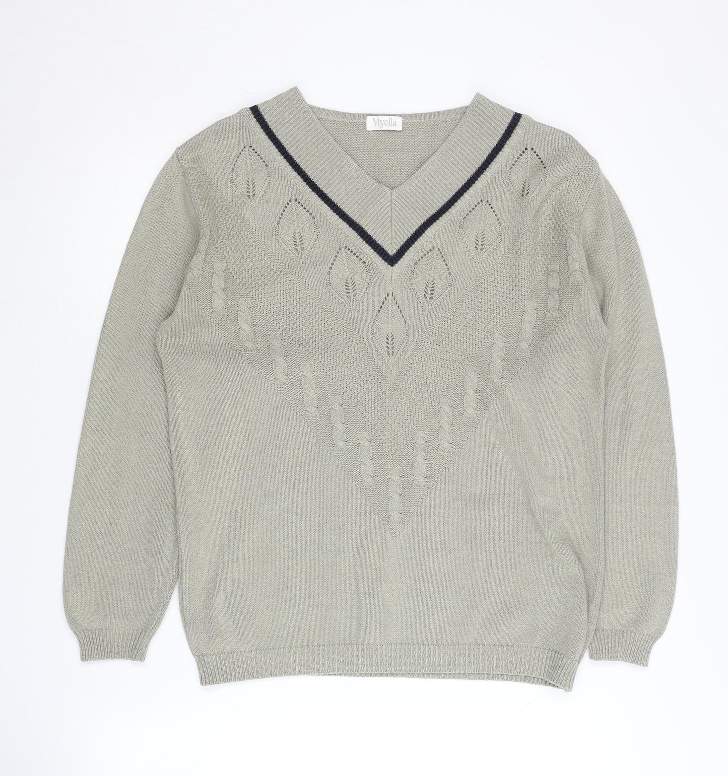 Viyella Women's Grey V-Neck Pullover Jumper S/M