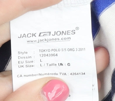 Jack & Jones Men's Striped Polo, L, Multicoloured