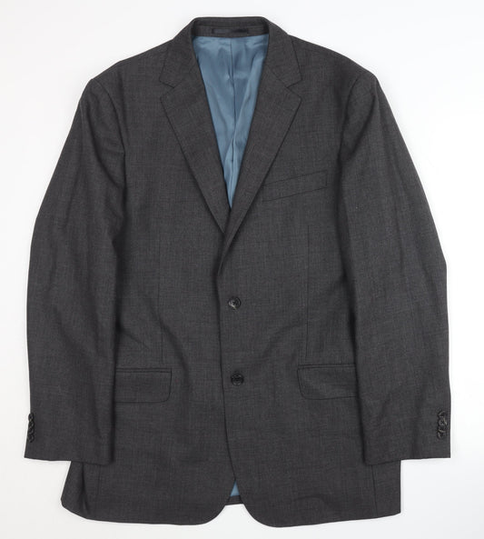 T.M. Lewin Men's Grey Wool Blazer Jacket 43R