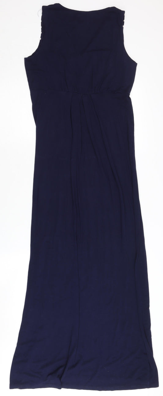 Joules Women's Blue Maxi Dress Size 10 Sleeveless Striped