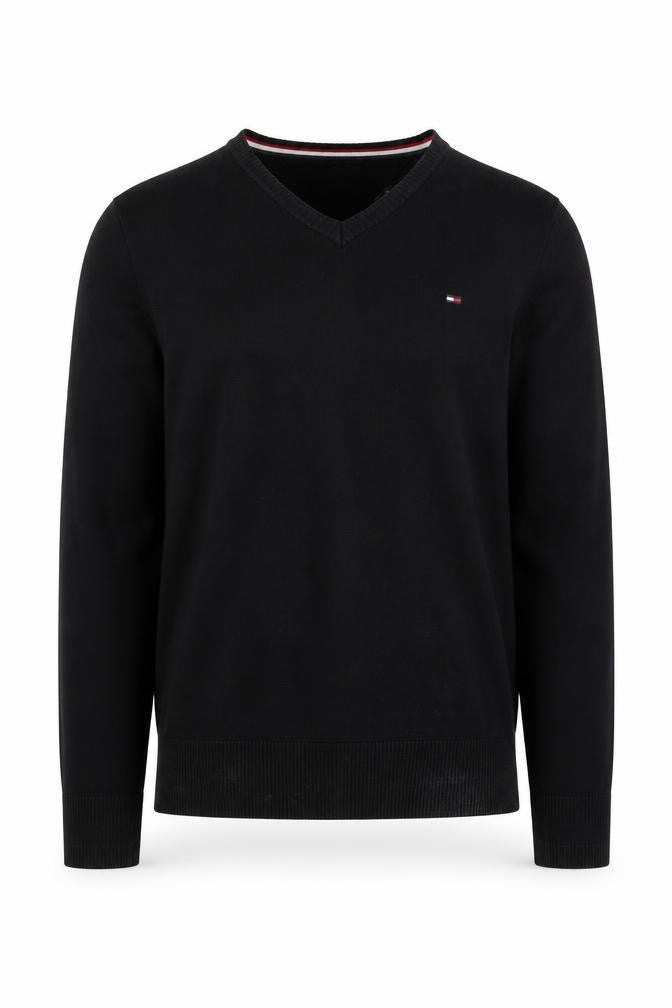 Hilfiger Denim Men's Black V-Neck Pullover Jumper S