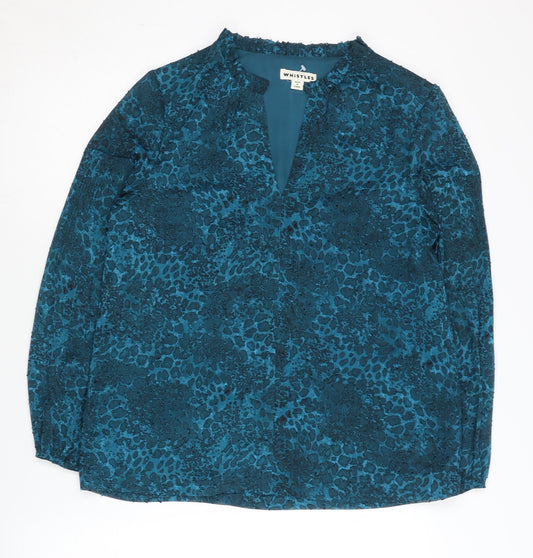 Whistles Women's Blue Size 8 Animal Print Top