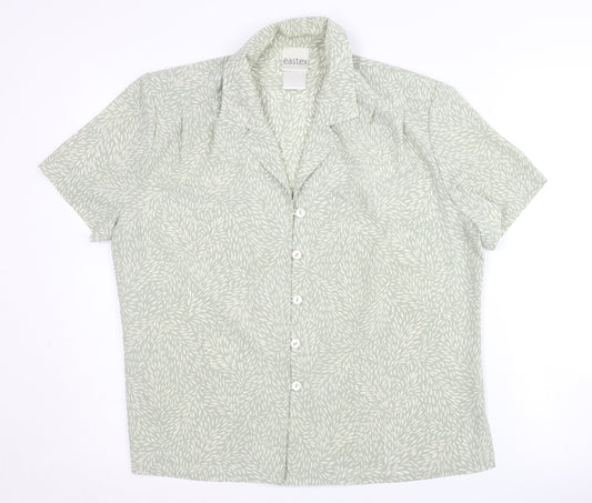 Eastex Women's Green Floral Button-Up Top, Size 14