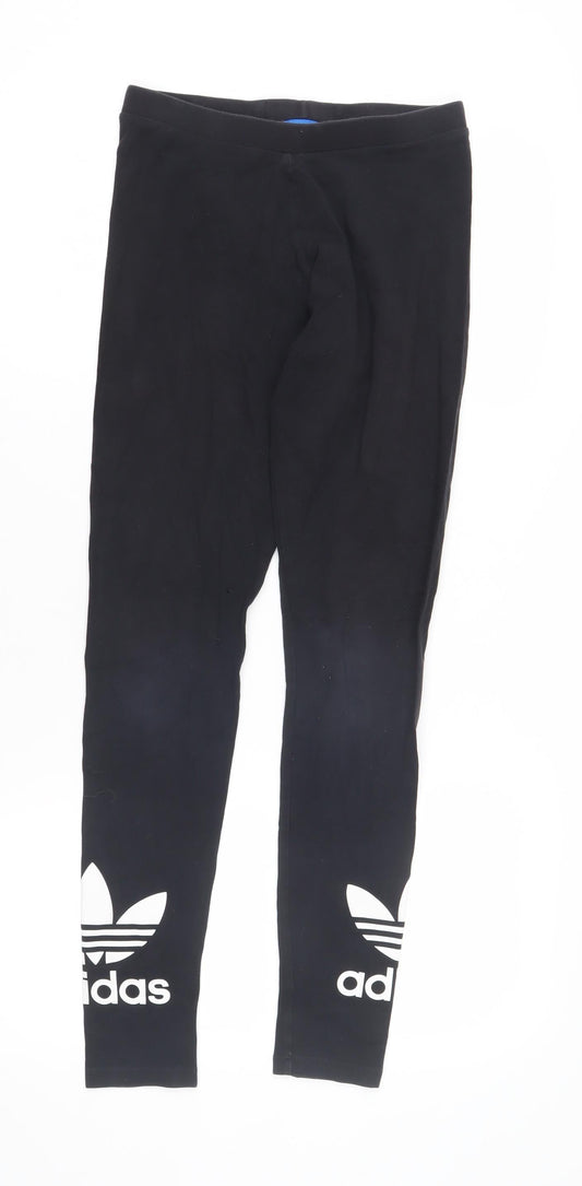 Adidas Girls Black Leggings XS Slim Fit Activewear