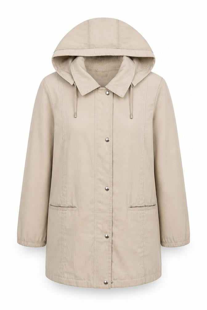 EWM Women's Beige Parka Jacket Size 12, Hooded, Casual