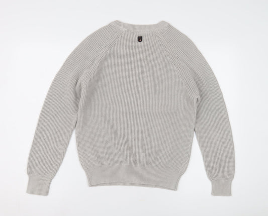 Duck and Cover Men's Grey XL Chunky-Knit Pullover