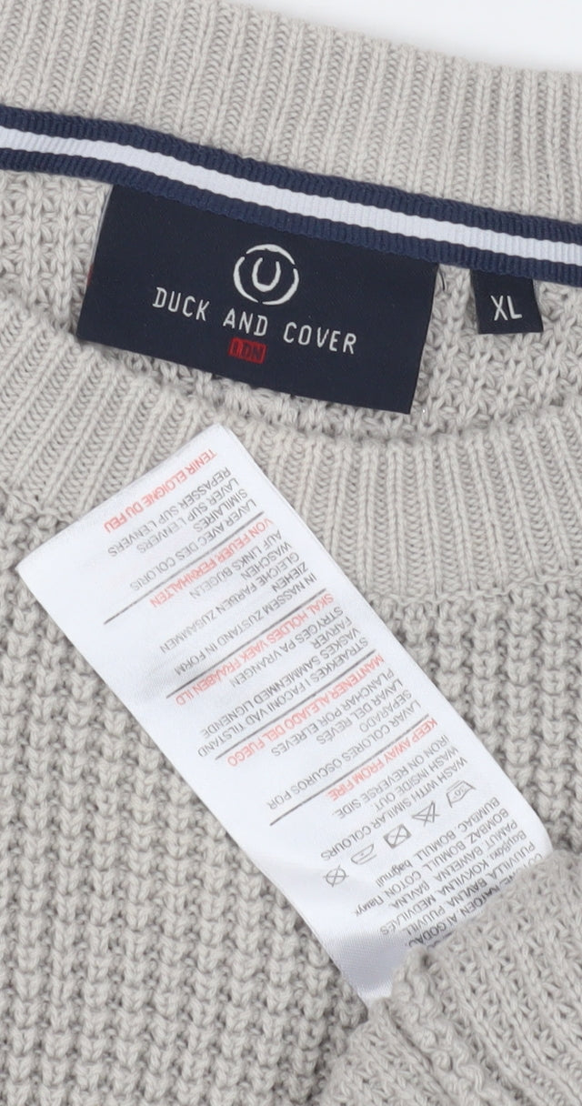 Duck and Cover Men's Grey XL Chunky-Knit Pullover