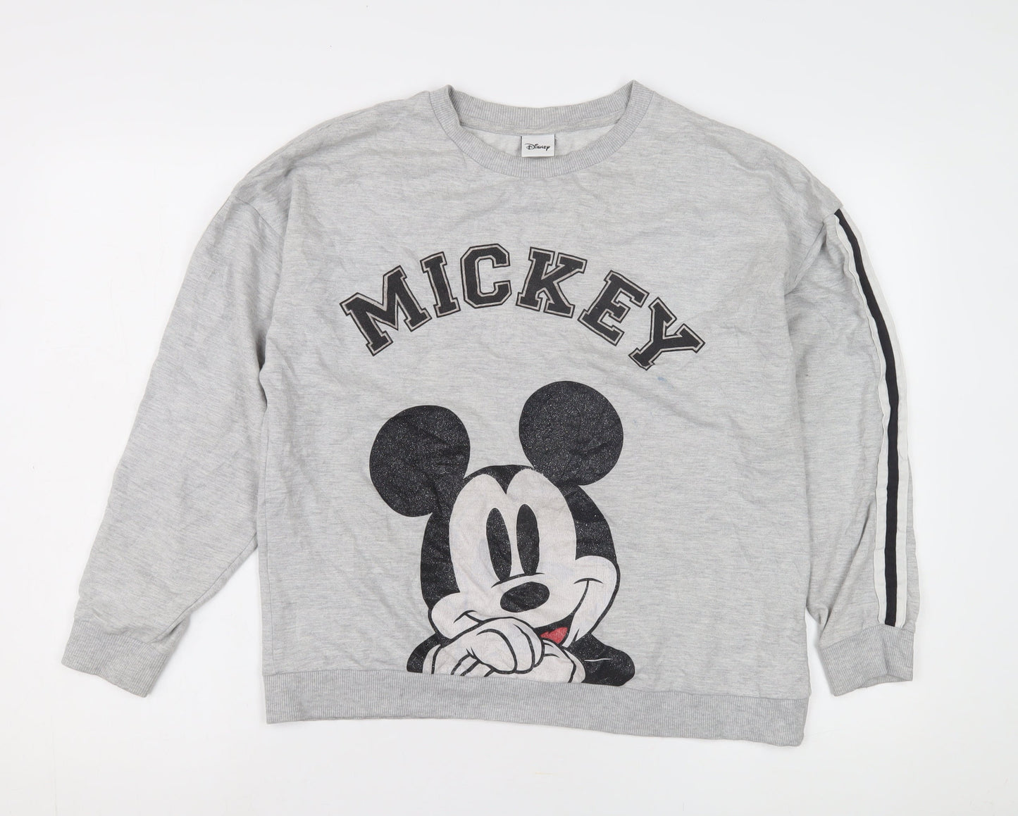 Disney Unisex Grey Mickey Long Sleeve T-Shirt Size 14