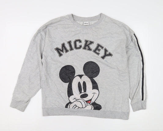 Disney Unisex Grey Mickey Long Sleeve T-Shirt Size 14