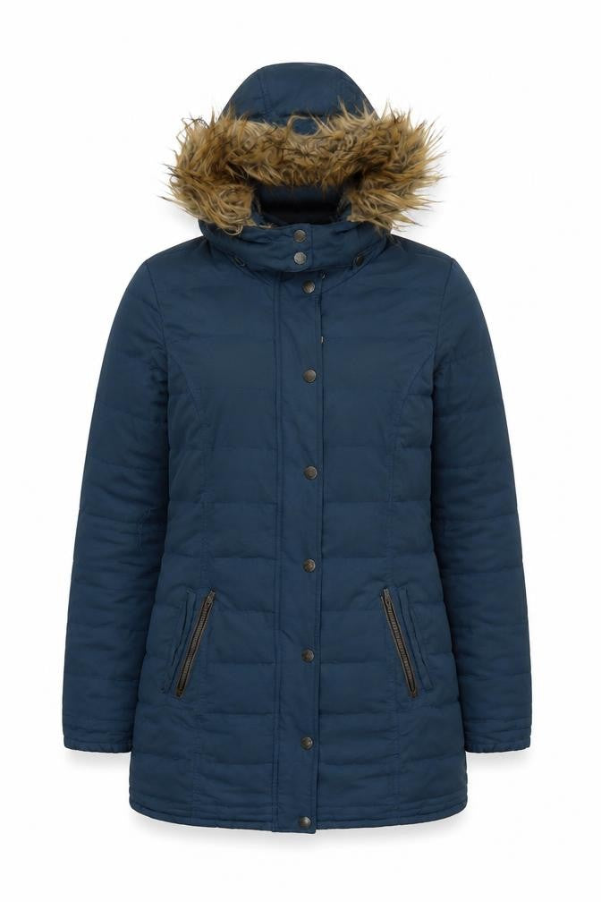 Womens UK Size 10 Regular FatFace Blue Polyester Coat