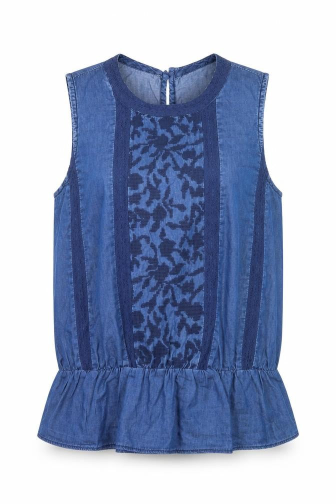 Womens UK Size M Gap Blue Cotton Blend Blouse