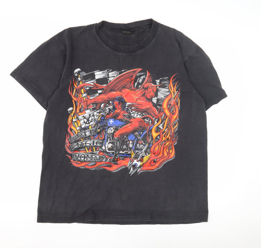 MR. BIG Men's Black Biker T-Shirt, Large Rock Graphic