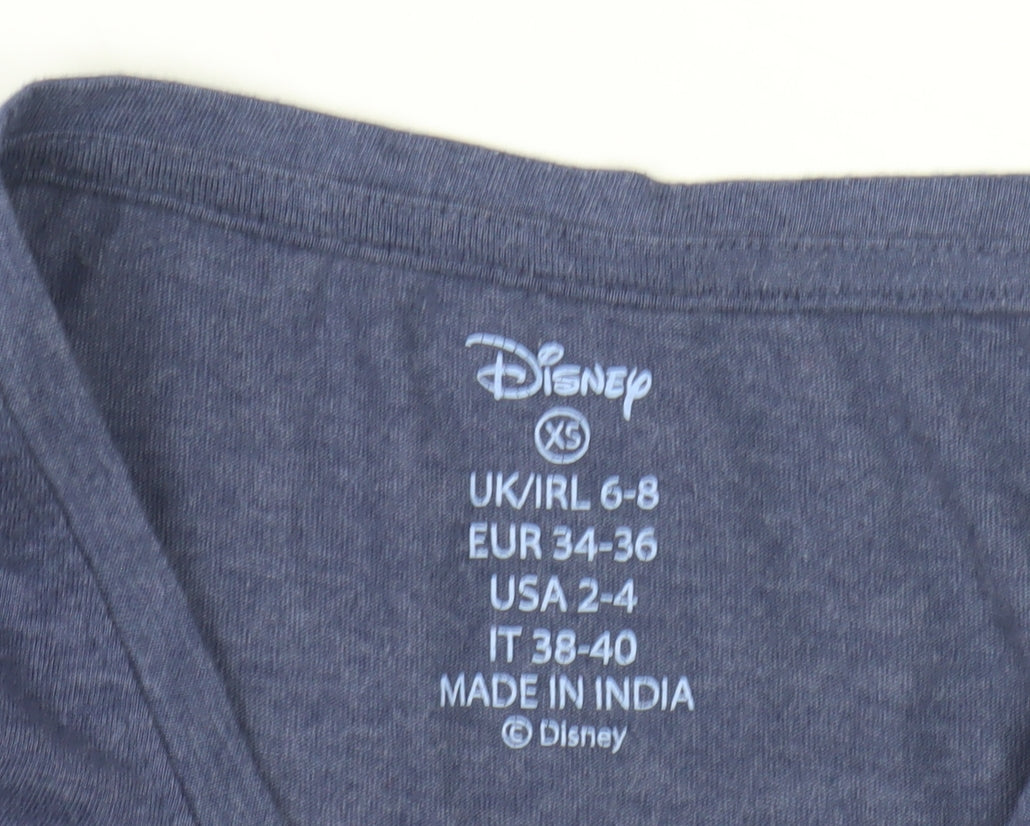 Disney Women's Blue Pyjama Top XS Long Sleeve