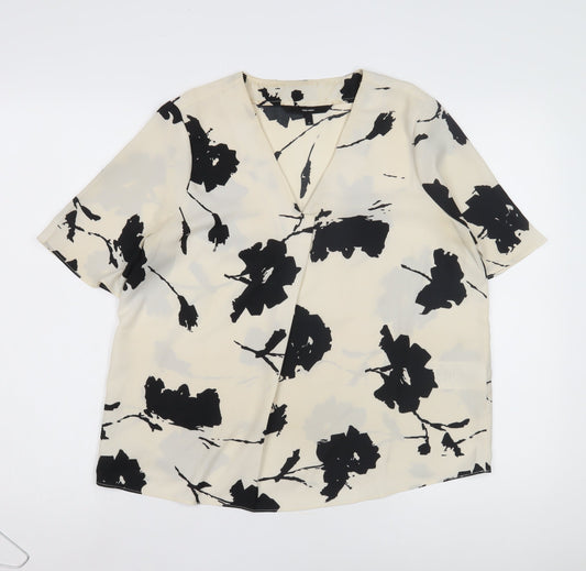 Vero Moda Women's Black Floral Blouse M Short Sleeve