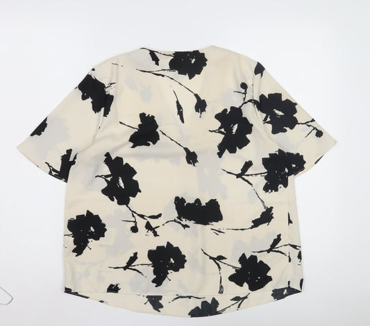 Vero Moda Women's Black Floral Blouse M Short Sleeve
