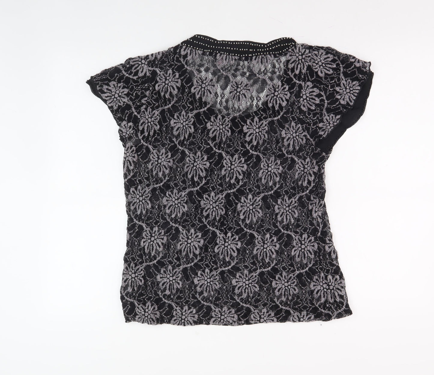 Per Una Women’s Black Lace Floral Blouse Size 16