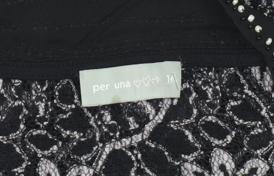 Per Una Women’s Black Lace Floral Blouse Size 16