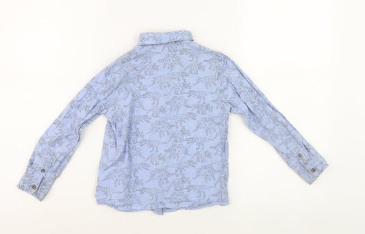 Next Boys Blue Dinosaur Print Long Sleeve Shirt, Size 5