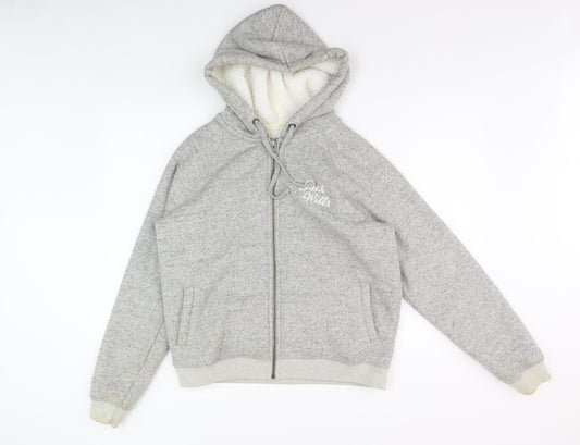 Jack Wills Women's Grey Full Zip Hoodie Size 14