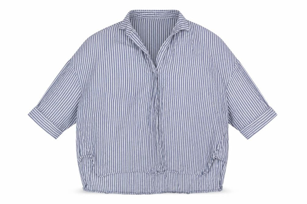 French Connection Men's L Blue Striped Polo Shirt