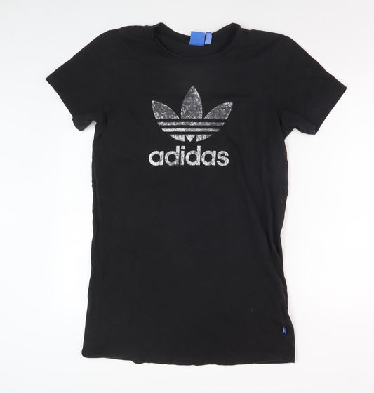 Adidas Women's Black T-Shirt, Size 12, Classic Sports Style