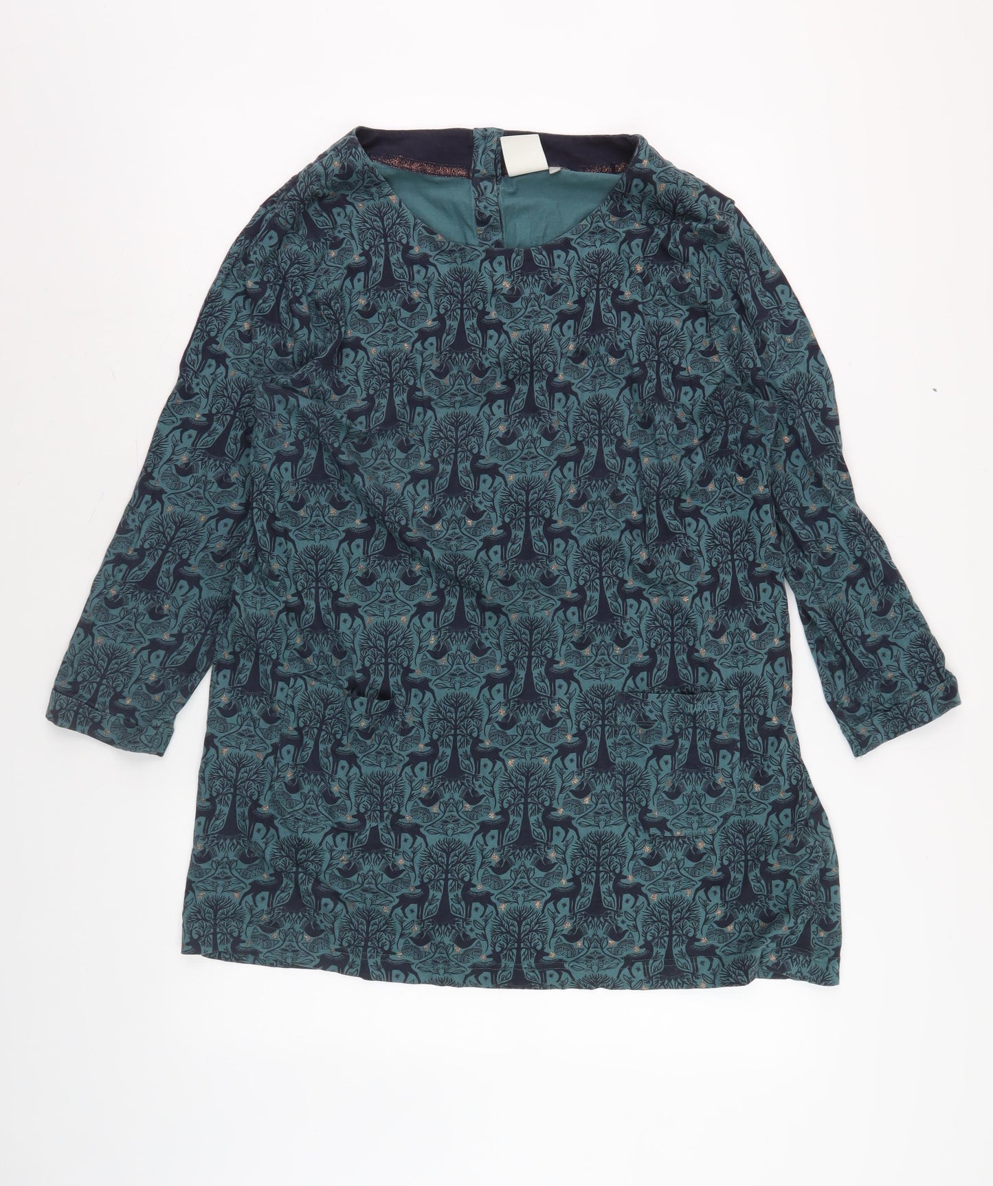 Weird Fish Women's Blue 3/4 Sleeve Dress