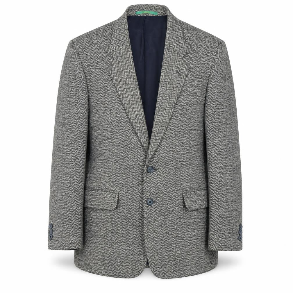 Front view of C&A Men's Grey Short Length Herringbone Blazer