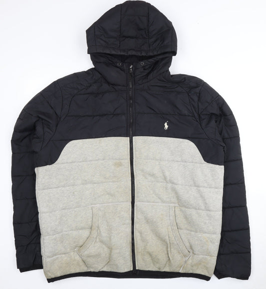 Polo Ralph Lauren Men's XL Black Grey Puffer Jacket
