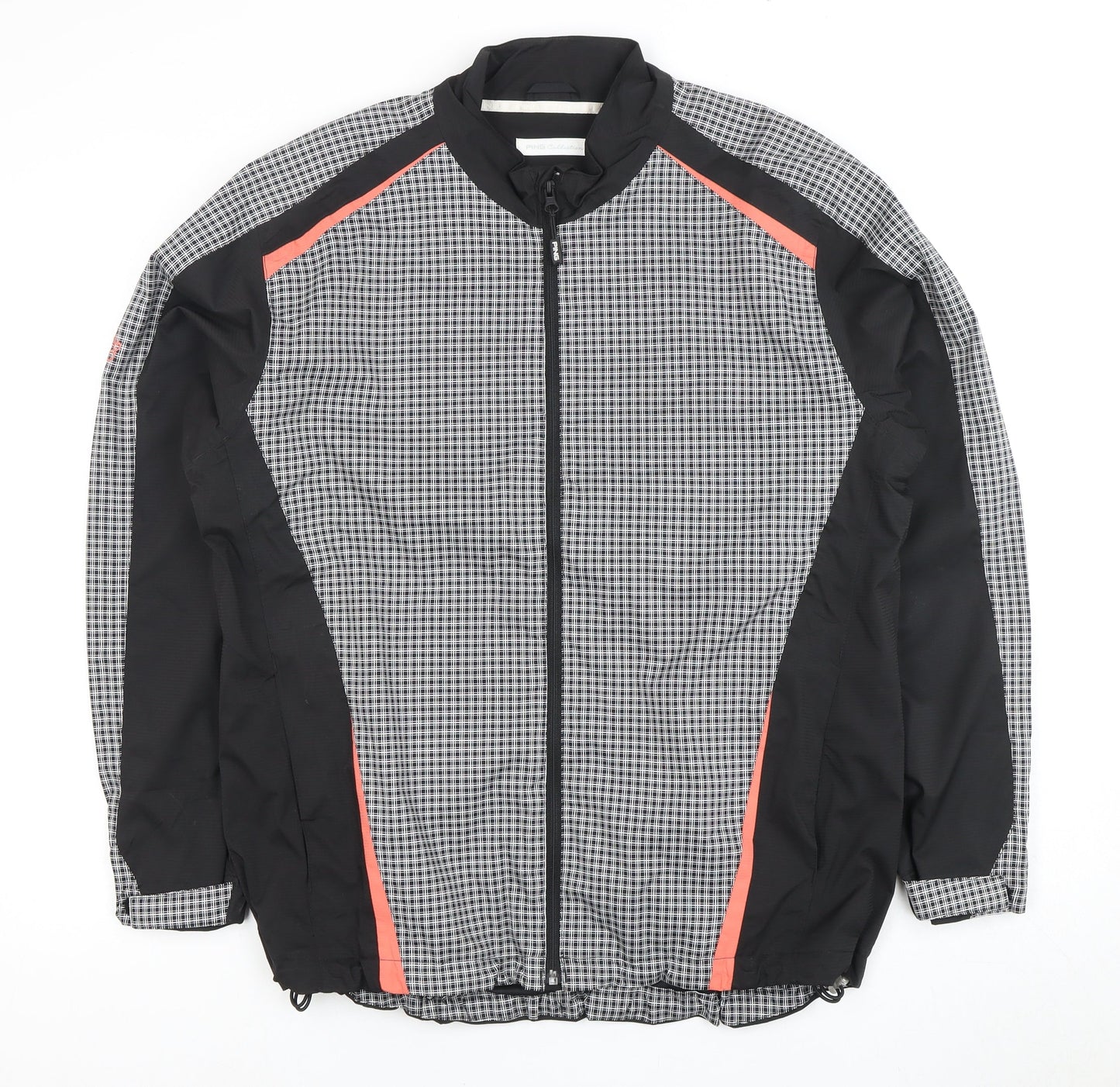 Ping Men's Black Check Jacket, Stand-Up Collar, Full Zip