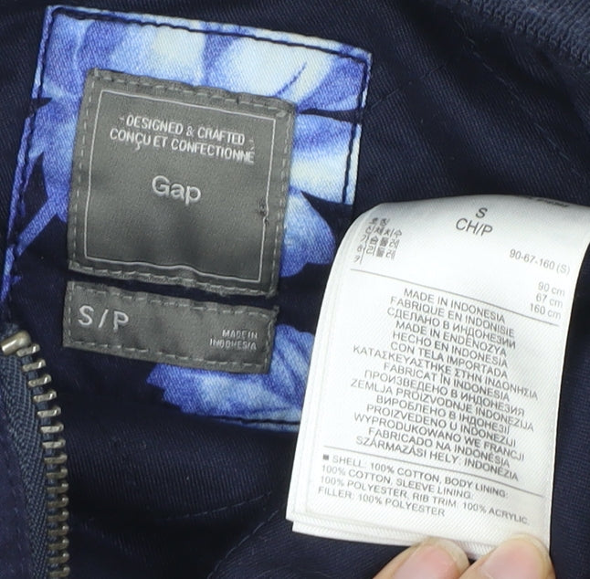 Gap Women's Blue Floral Bomber Jacket, Size S, Casual Style