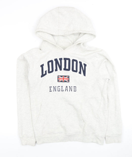 London King Boys Hoodie 13-14 Years White Graphic Pullover