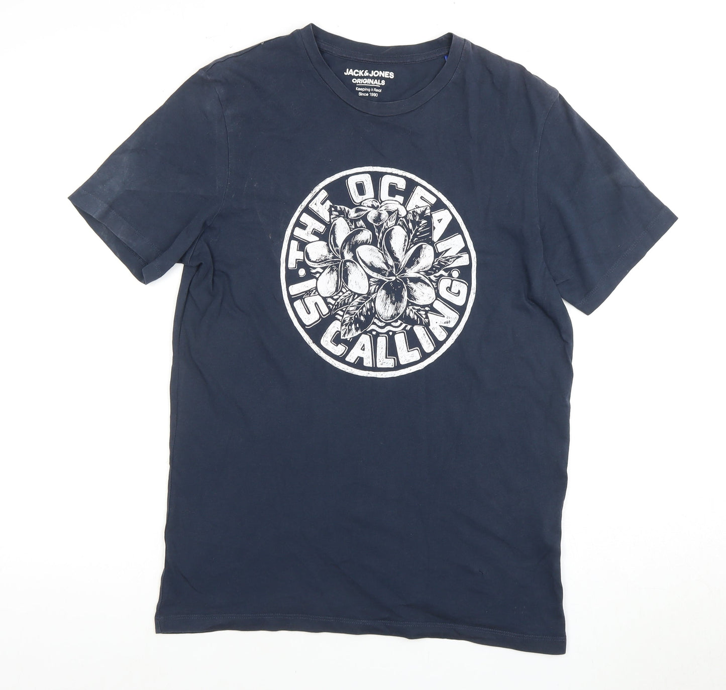 Jack & Jones Men's Blue Graphic Print T-Shirt, Size S