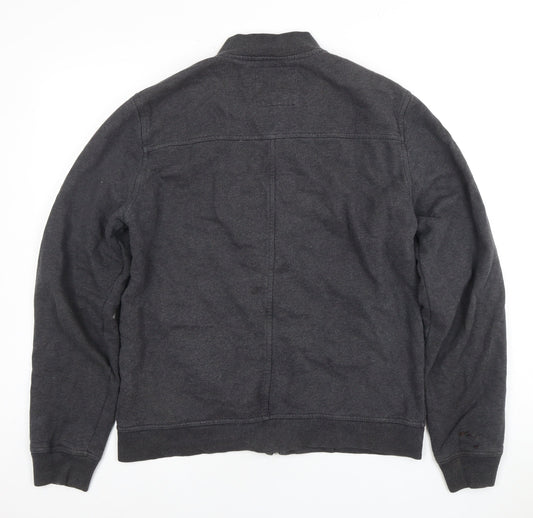 AllSaints Men's Grey Full Zip Sweatshirt, L, Logo, Zip Accents