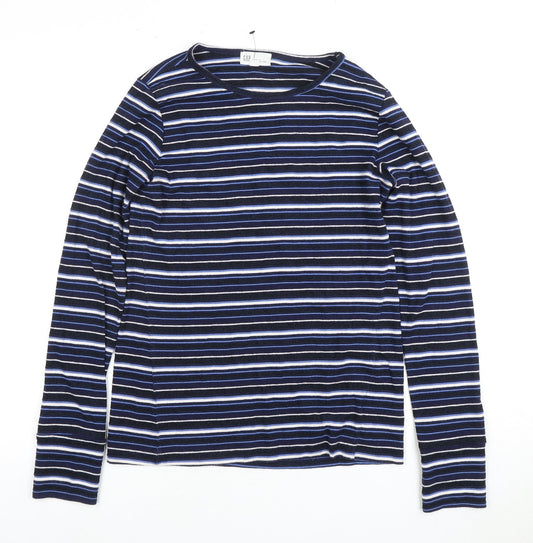 GAP Women's Blue Striped T-Shirt M