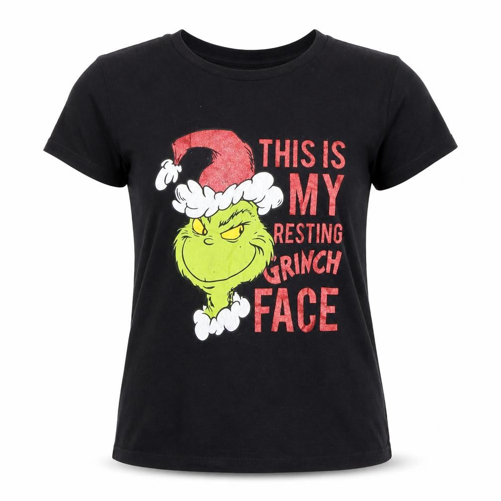 Womens UK Size S The Grinch Black Cotton Blend T-Shirt