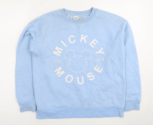 Disney Women’s Blue Mickey Mouse Crew Neck Sweatshirt 2XS