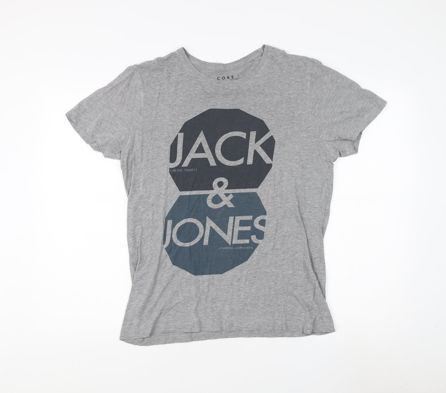 Jack & Jones Men's Grey Graphic Print T-Shirt, M