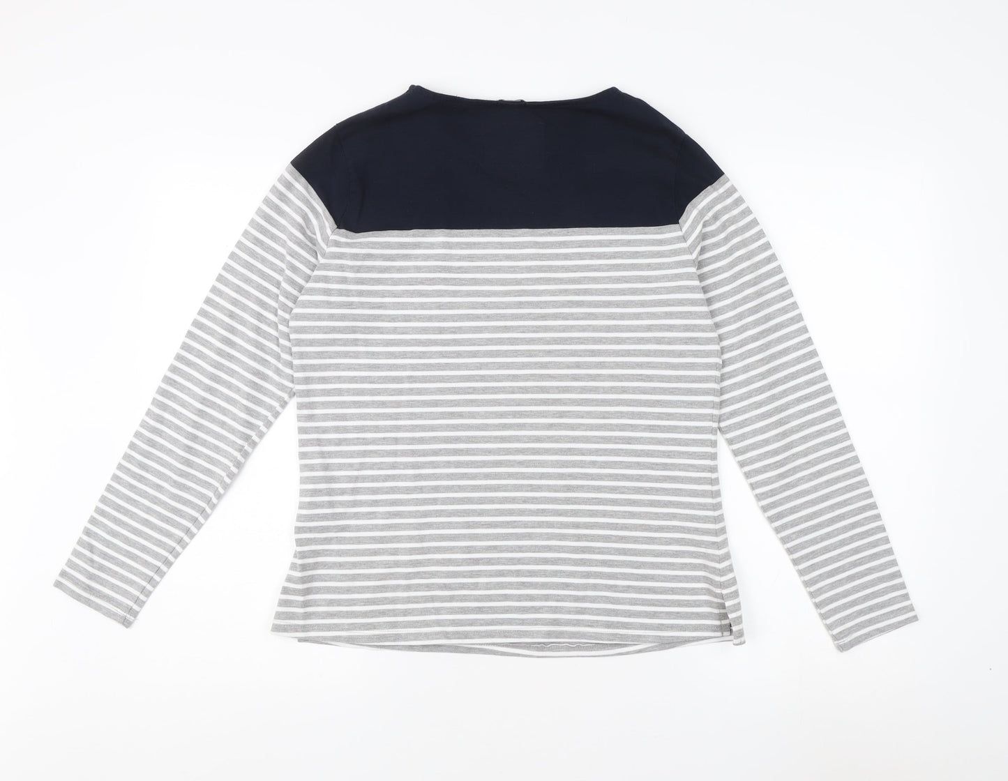 Superdry Women's Grey Blue Striped T-Shirt Size 10